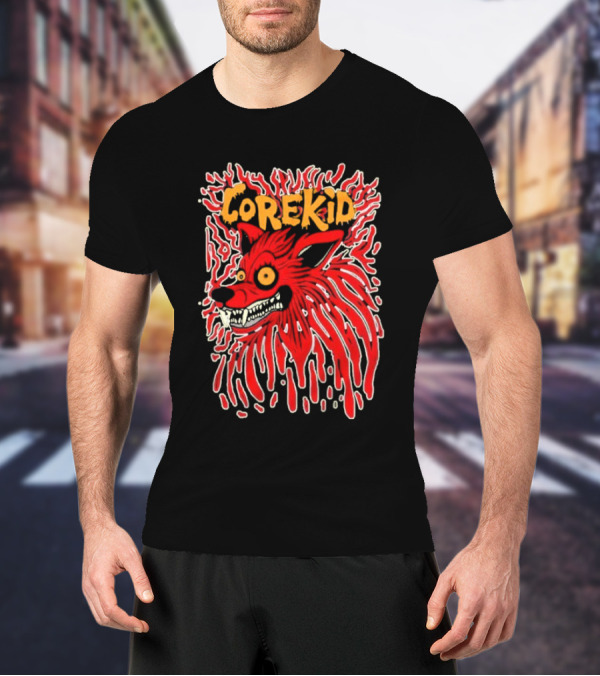 Corekid Blood Wolf Fiery Red Canine Artwork T-Shirt