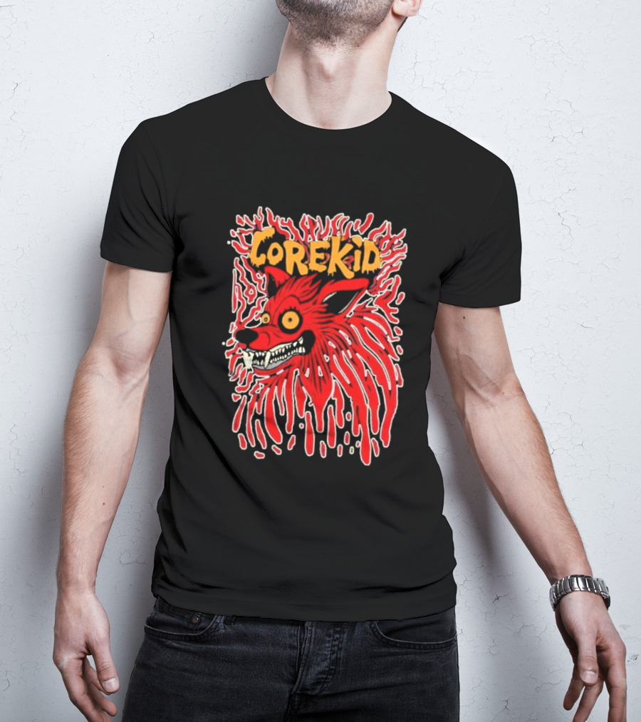 Corekid Blood Wolf Fiery Red Canine Artwork T-Shirt