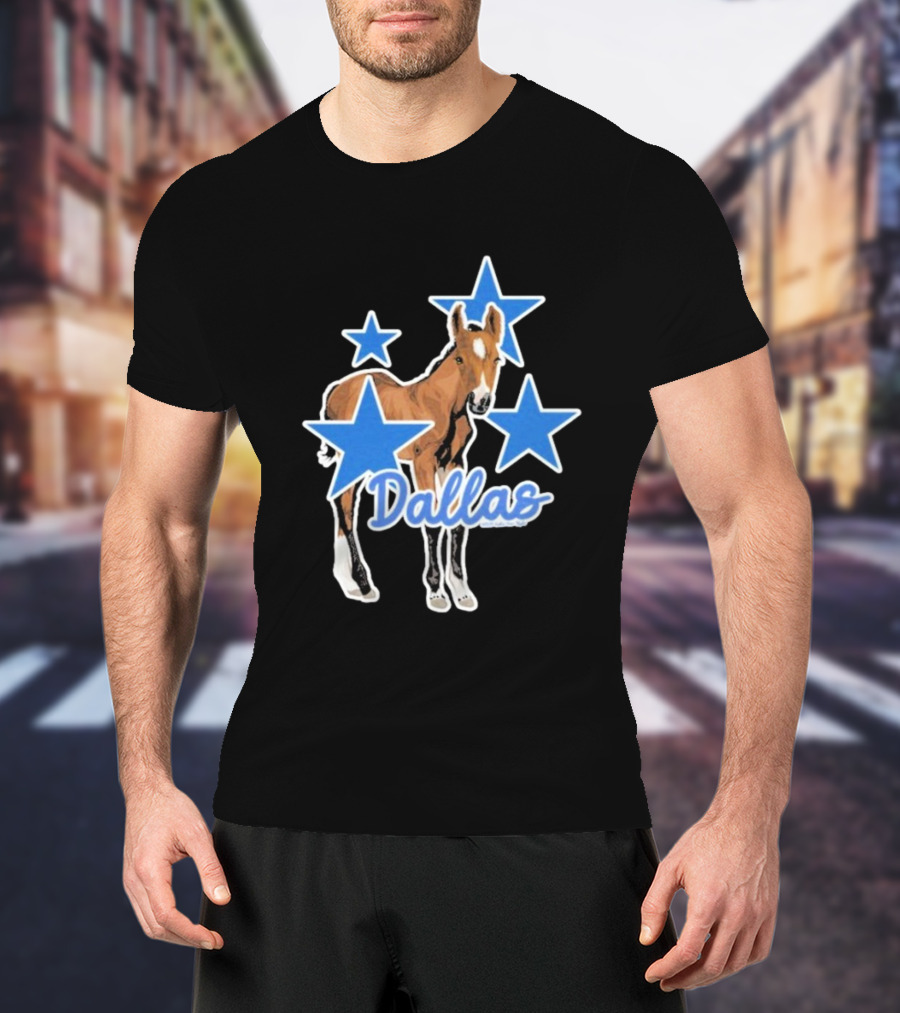 Dallas Horse With Blue Stars Iconic Design T-Shirt