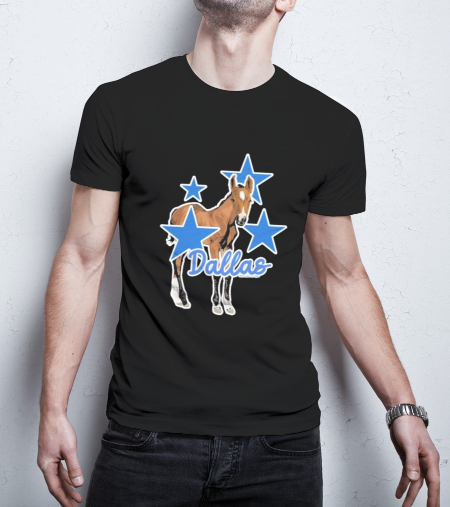 Dallas Horse With Blue Stars Iconic Design T-Shirt