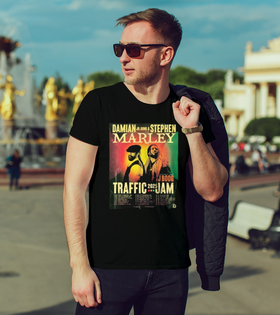 Damian Jr. Gong Marley Stephen Marley Traffic Jam 2025 J Boog Tour Dates T-Shirt
