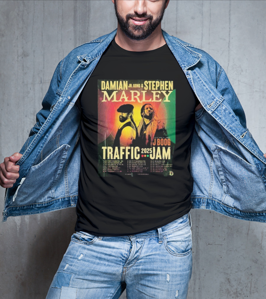 Damian Jr. Gong Marley Stephen Marley Traffic Jam 2025 J Boog Tour Dates T-Shirt
