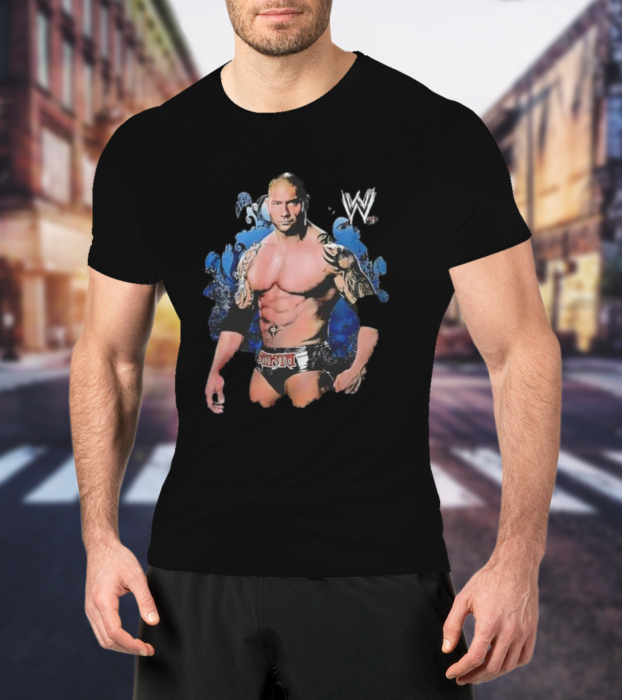 Dave Batista WWE Thrashed Distressed Wrestling W Champion T-Shirt