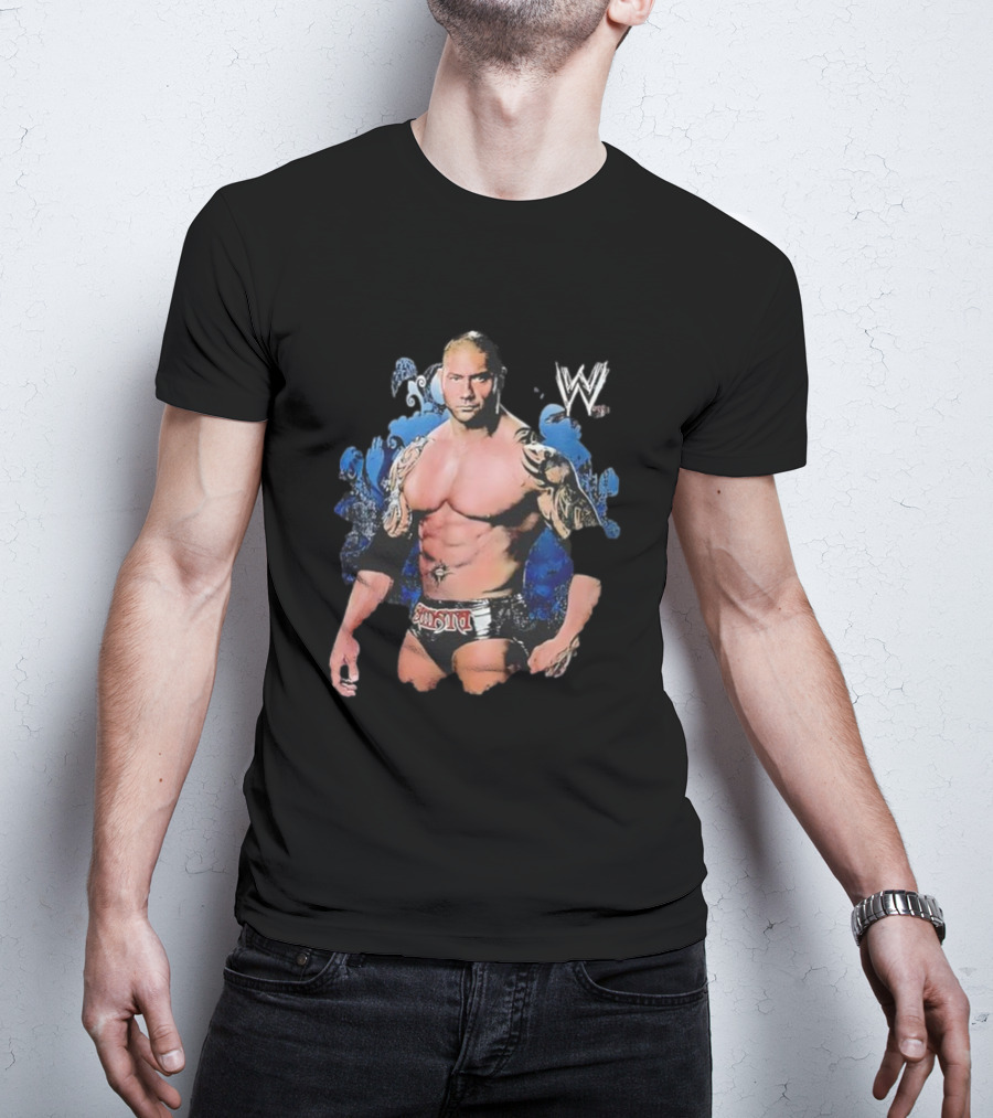 Dave Batista WWE Thrashed Distressed Wrestling W Champion T-Shirt