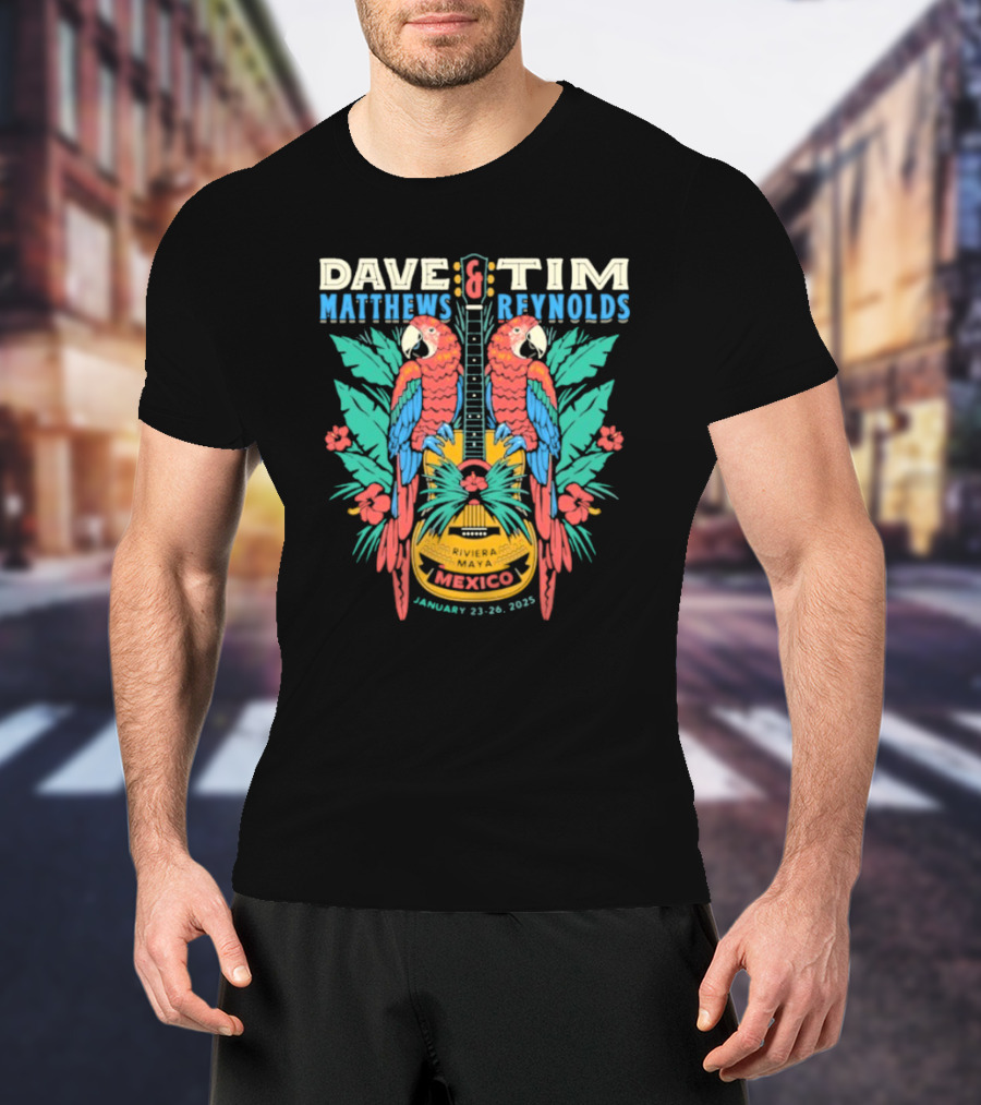 Dave Matthews Band Tim Reynolds Mexico January 23-26 2025 Parrot Guitar Tropical Event T-Shirt