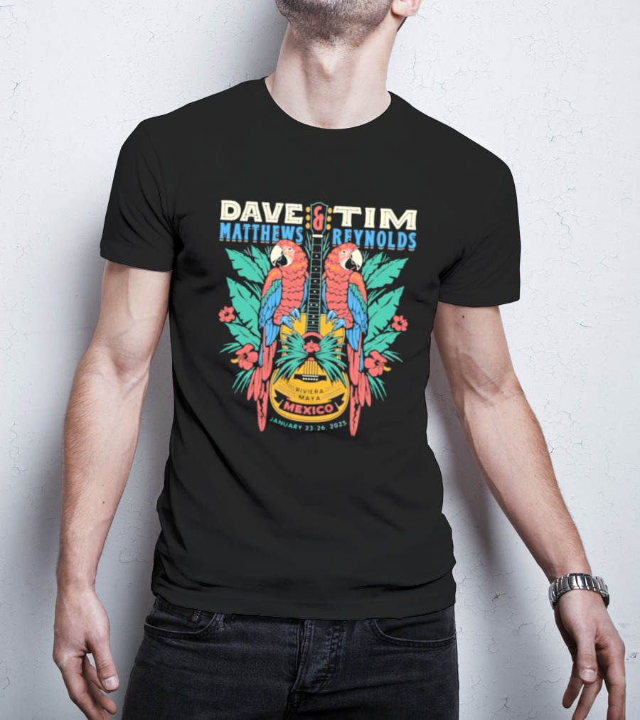 Dave Matthews Band Tim Reynolds Mexico January 23-26 2025 Parrot Guitar Tropical Event T-Shirt