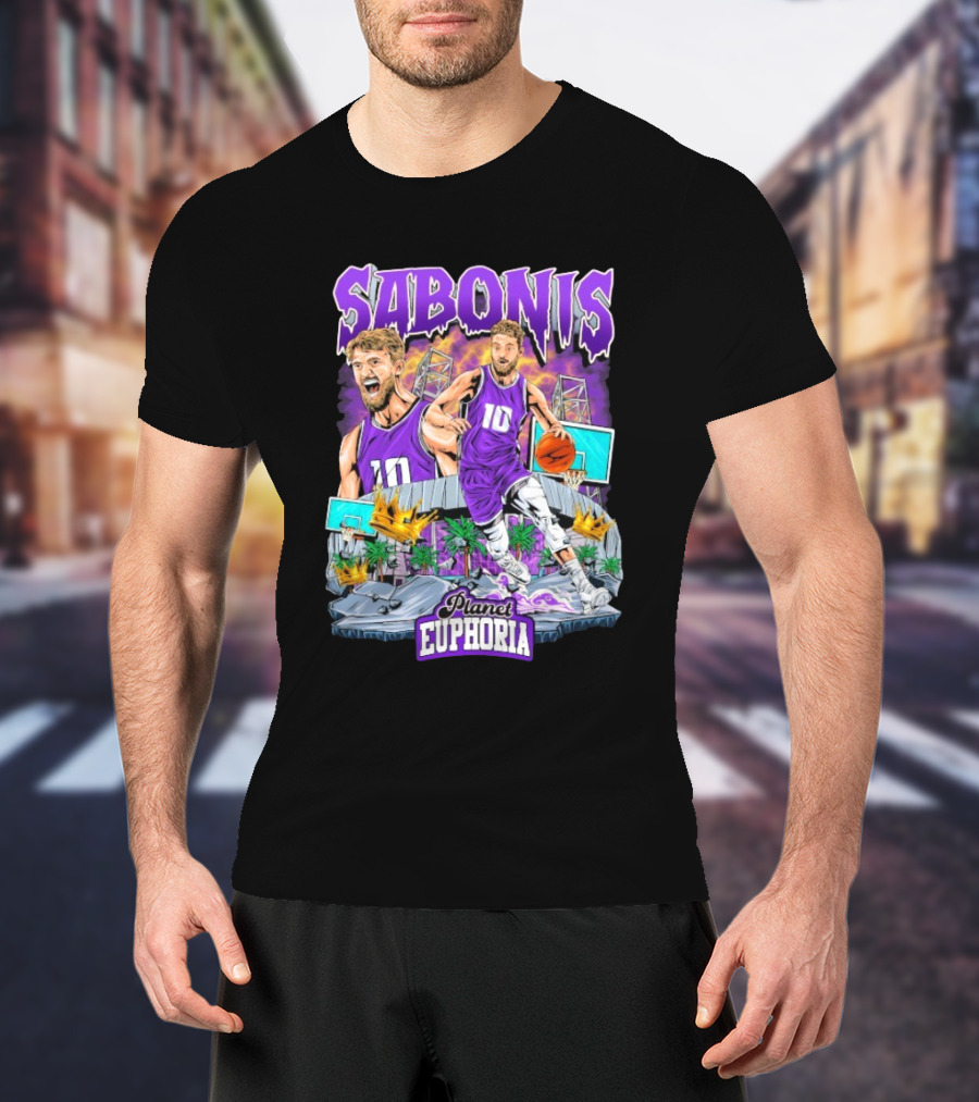 Sabonis Planet Euphoria Basketball Number 10 Purple Jersey T-Shirt
