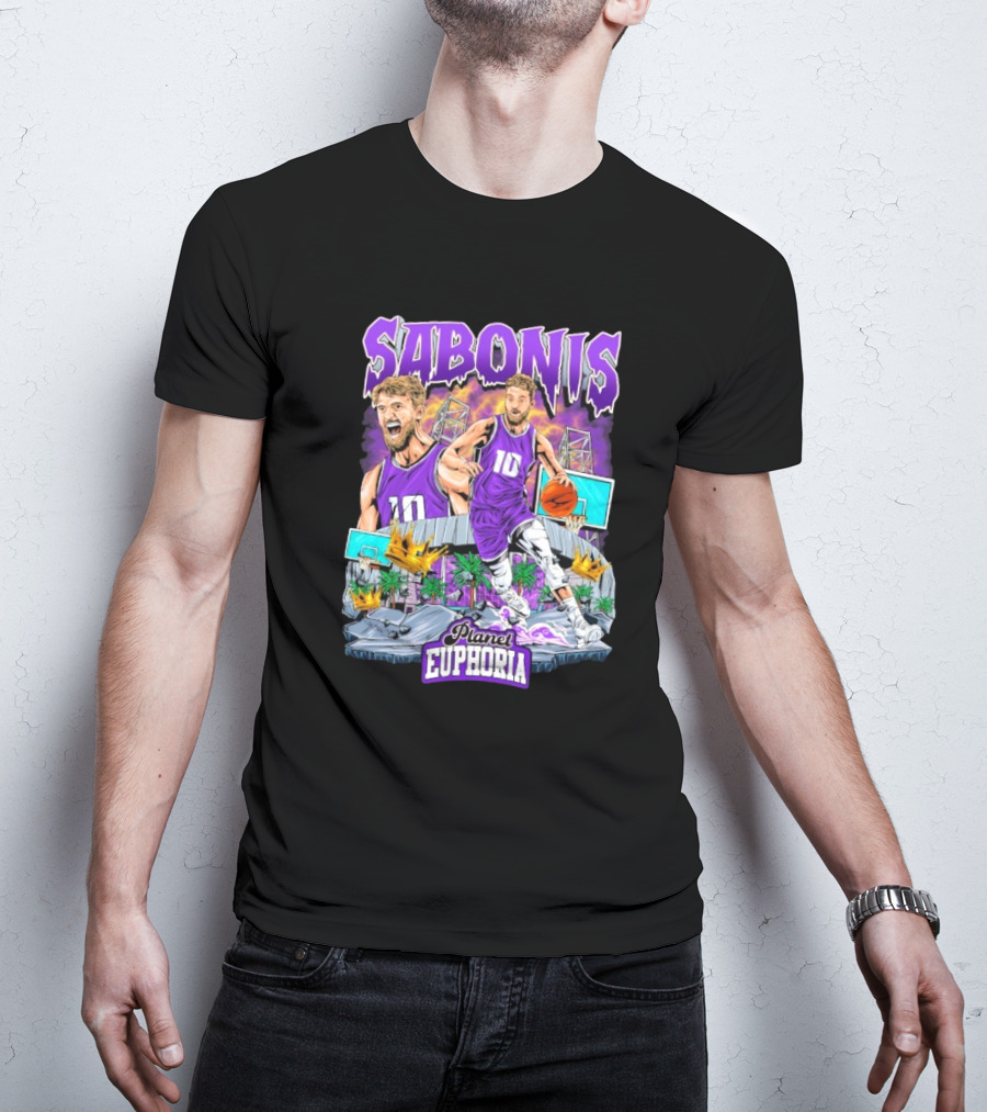 Sabonis Planet Euphoria Basketball Number 10 Purple Jersey T-Shirt