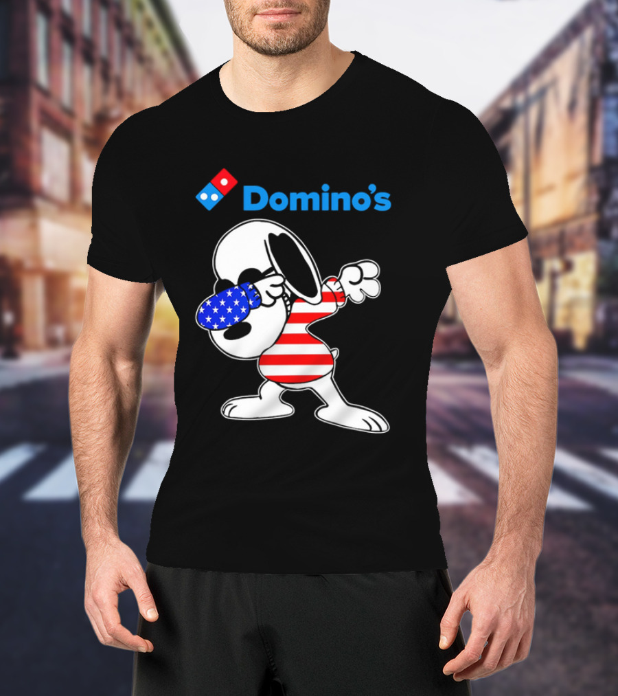 Domino’s Snoopy Dabbing American Flag Style T-Shirt