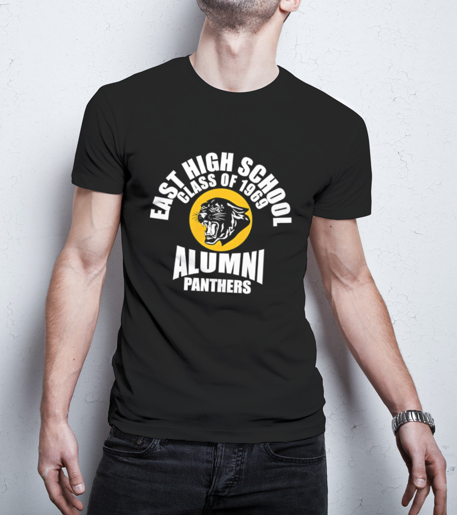 East High School Class Of 1969 Alumni Panthers Logo With Roaring Panther Face T-Shirt