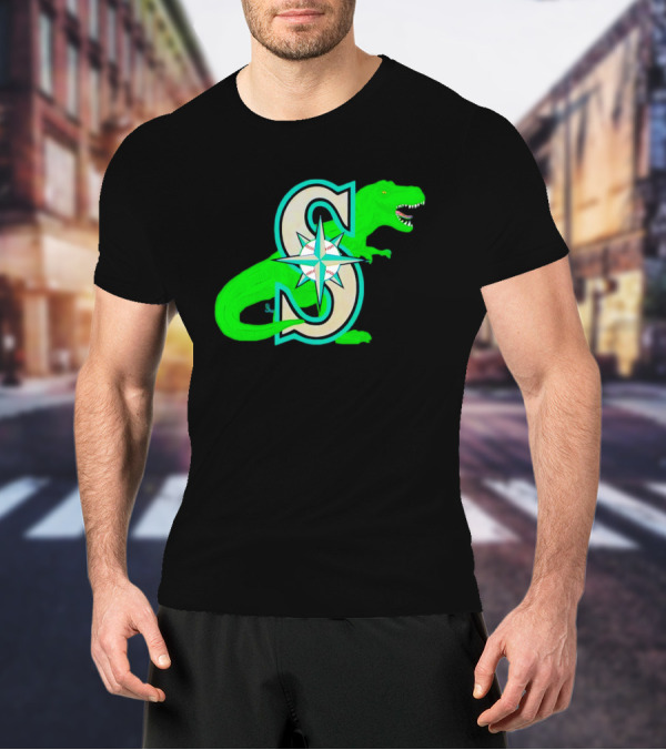 Seattle Mariners Dinosaur Baseball Team Emblem T-Shirt