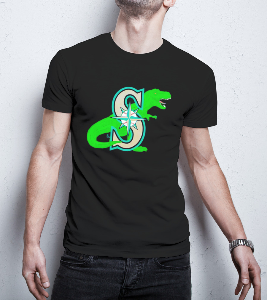 Seattle Mariners Dinosaur Baseball Team Emblem T-Shirt