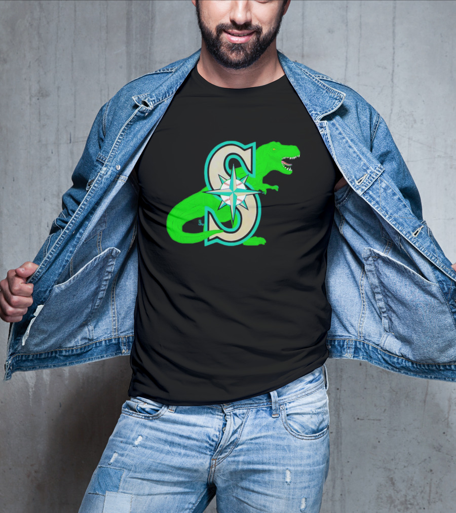 Seattle Mariners Dinosaur Baseball Team Emblem T-Shirt