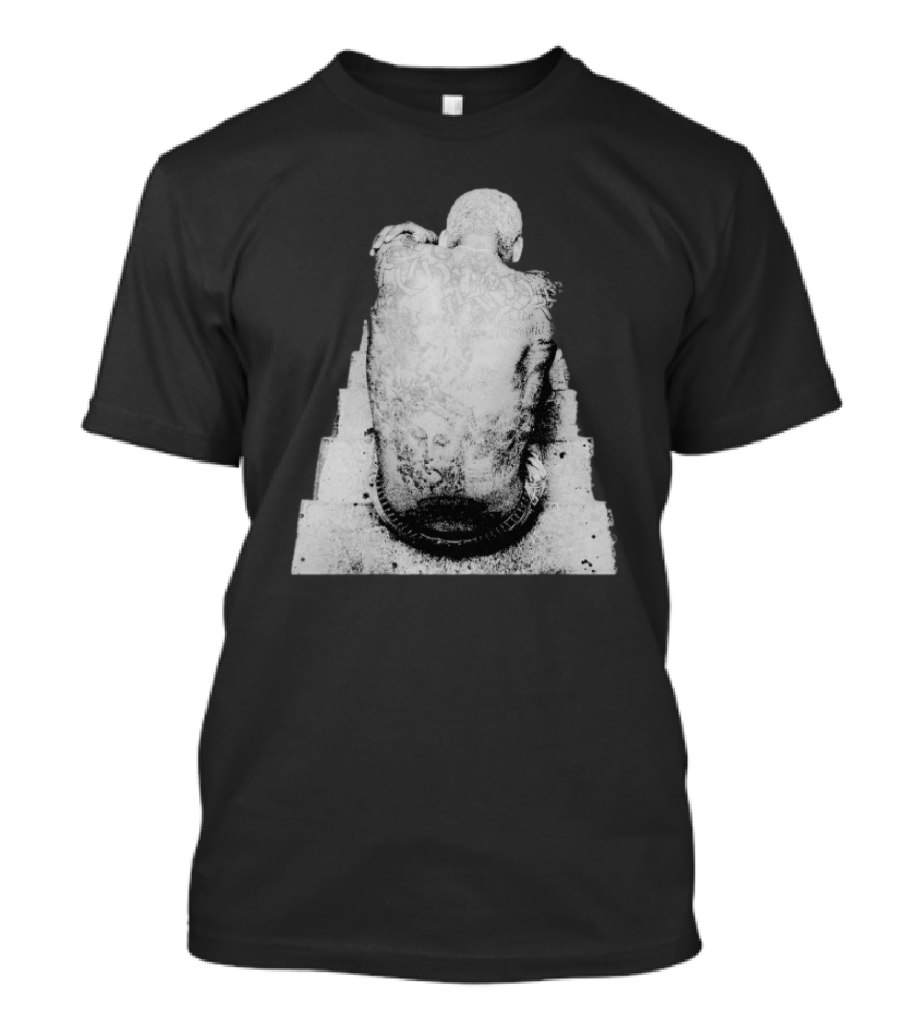"Ekkstacy Tattooed Figure Sitting On Staircase Design" T-Shirt