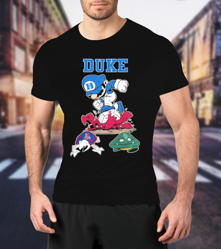 Duke Blue Devils Super Mario Crushing Arizona Wildcats Baylor T-Shirt