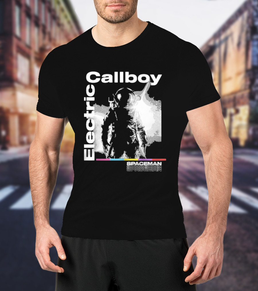Electric Callboy Spaceman Cover Rainbow Text Starman Silhouette T-Shirt