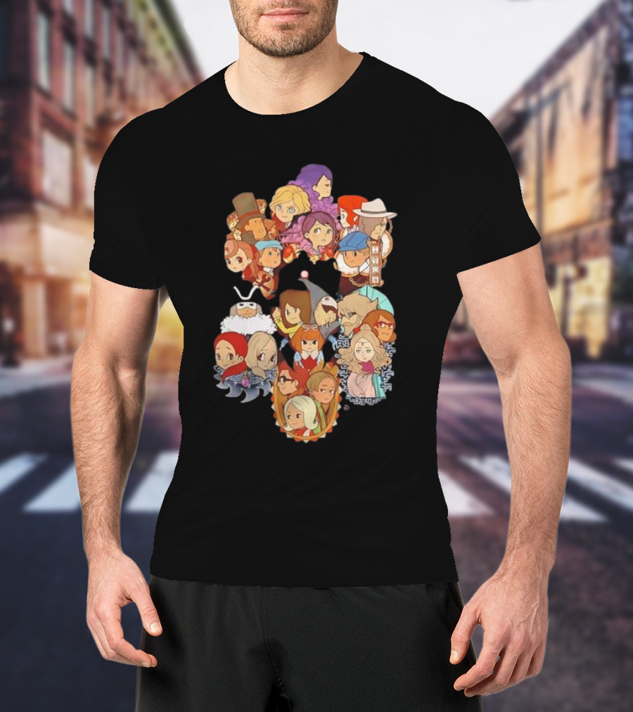 Professor Layton Every Puzzle Has An Answer With Iconic Character Collage T-Shirt