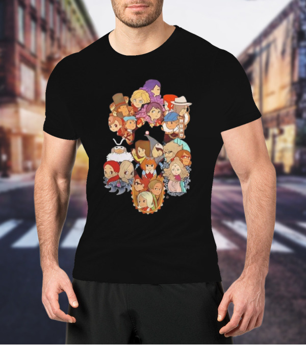 Professor Layton Every Puzzle Has An Answer With Iconic Character Collage T-Shirt