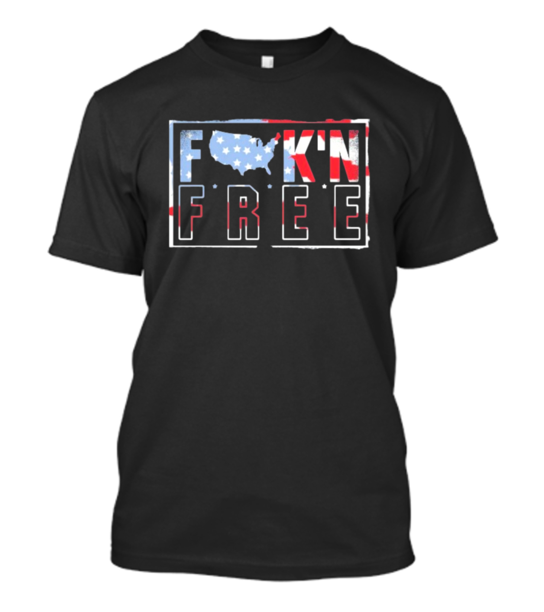 F*CK'N FREE American Flag Map USA Patriotic Stars And Stripes T-Shirt