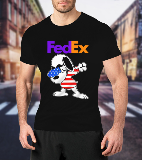 FedEx Snoopy Dabbing American Flag Icon T-Shirt