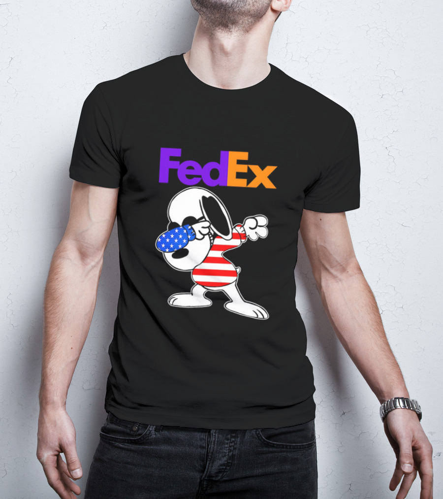 FedEx Snoopy Dabbing American Flag Icon T-Shirt