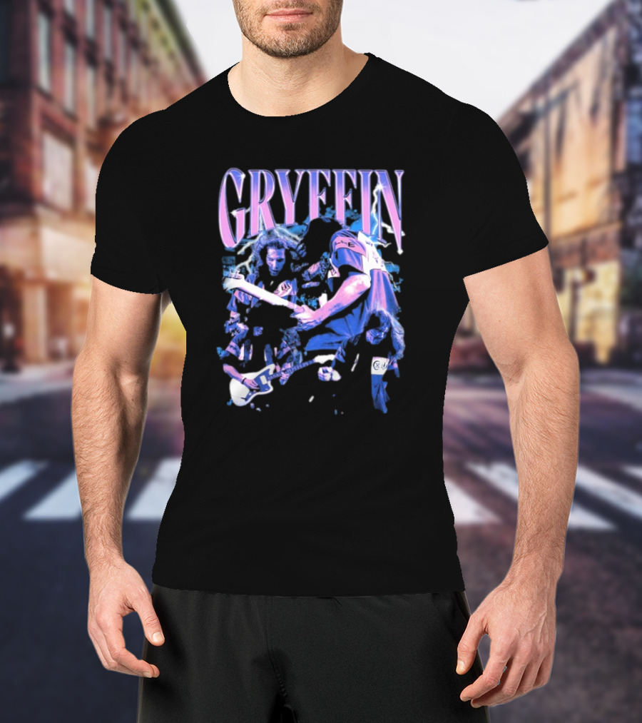 Gryffin Vintage Concert Montage Electric Guitar Rock Scene T-Shirt