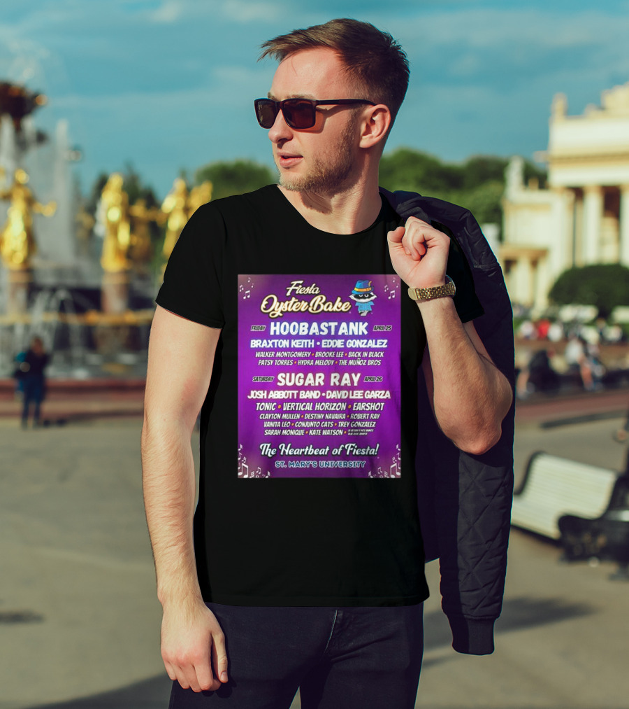 Fiesta Oyster Bake 2025 Hoobastank Sugar Ray Music Festival St. Mary's University T-Shirt