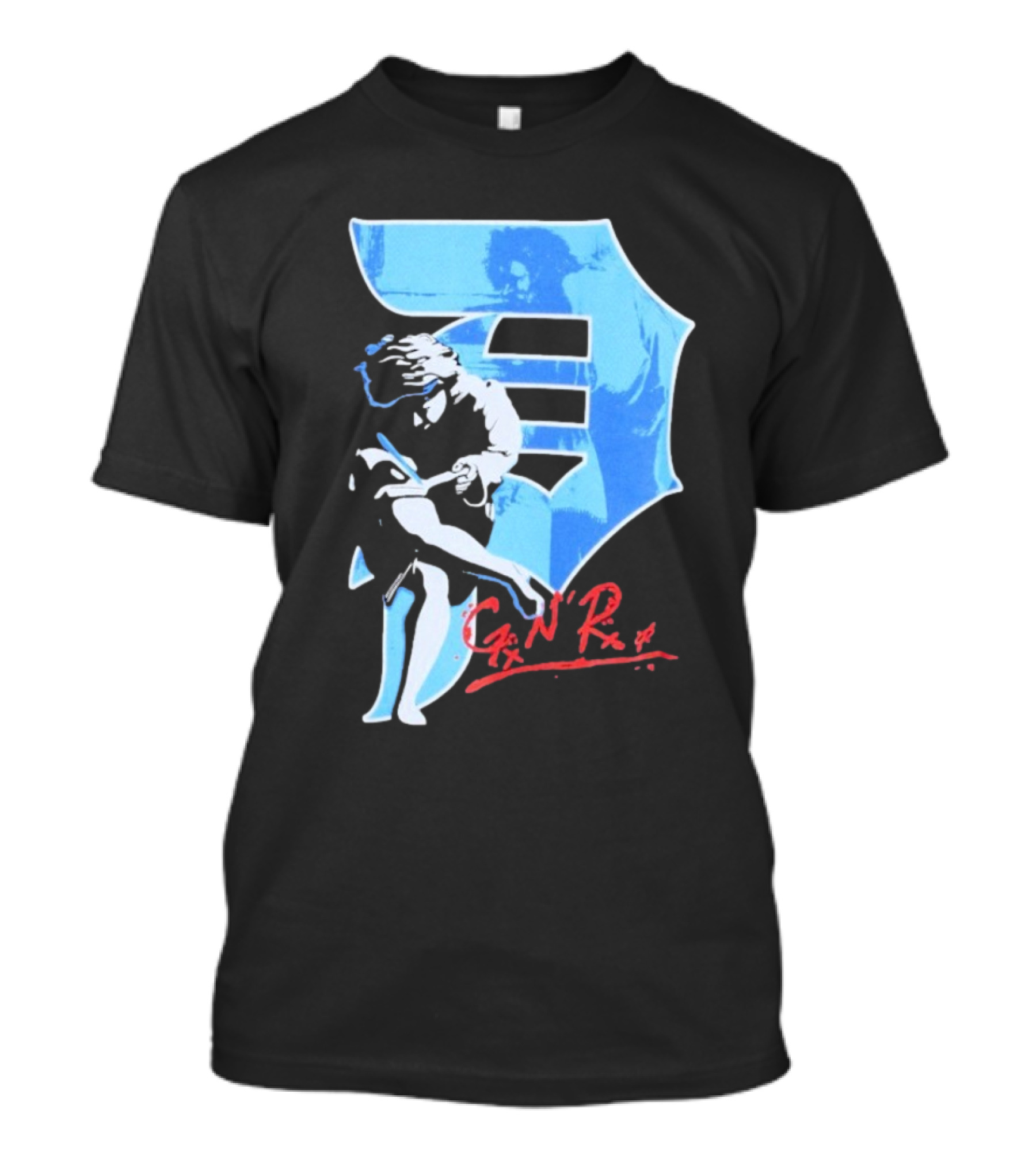 Guns N' Roses GNR Blue Dirty P Baseball Style Iconic Print T-Shirt