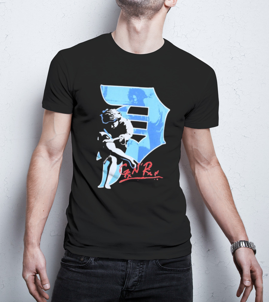Guns N' Roses GNR Blue Dirty P Baseball Style Iconic Print T-Shirt