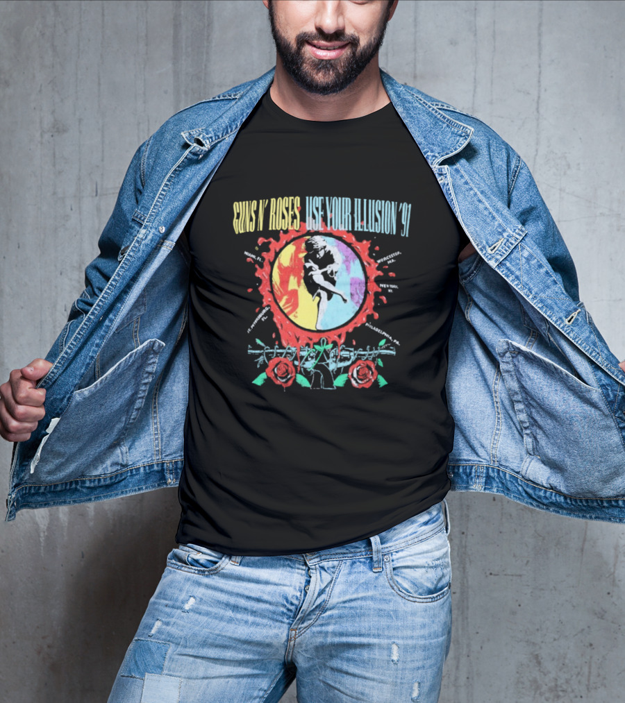 Guns N’ Roses Use Your Illusion ’91 Circle Splat Roses Barbed Wire T-Shirt