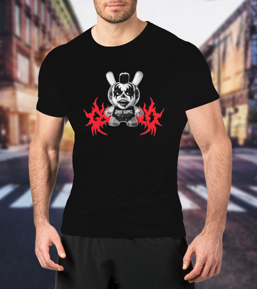 Ghost Supply Bunny Rock Face Paint Red Flames T-Shirt
