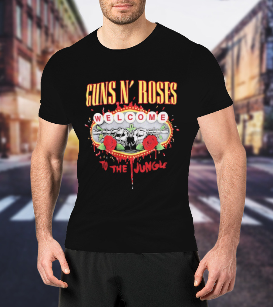 Guns N’ Roses Welcome To The Jungle Roses And Banner T-Shirt