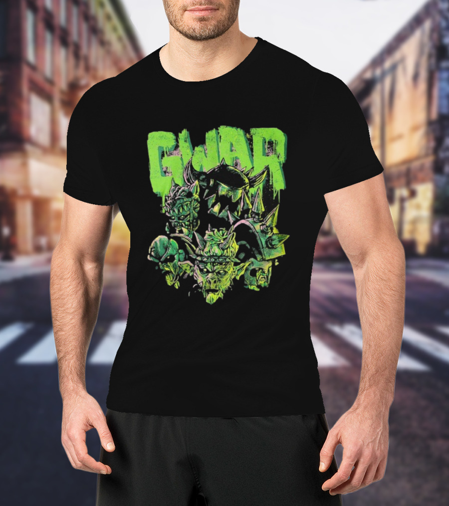 Gwar Green Monster Faces Artwork T-Shirt