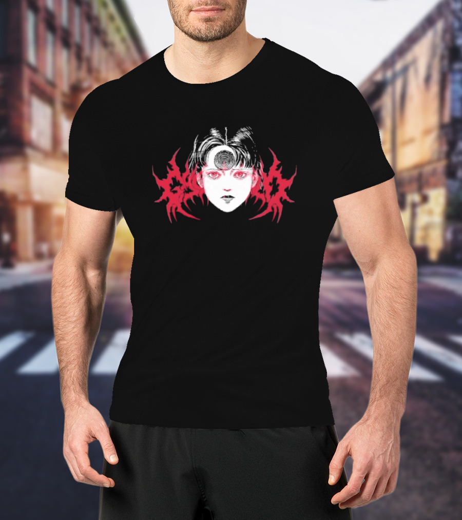 Ghost Supply ITO Anime Face With Red Tribal Flames T-Shirt