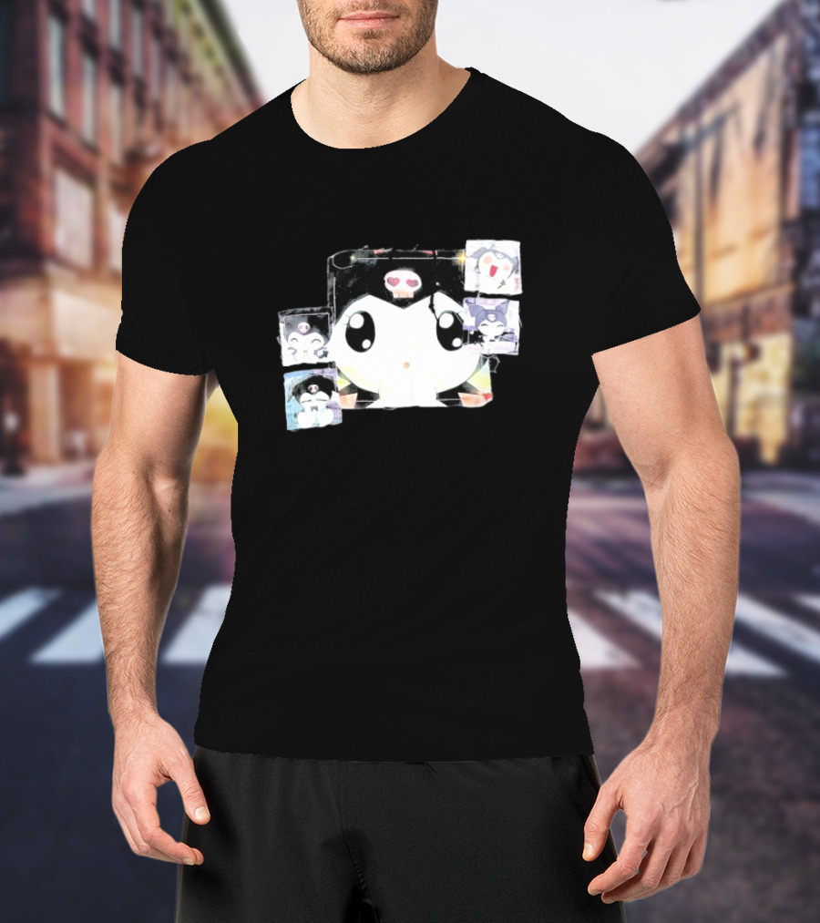 Kuromi Patchwork Ghost Supply Cute Character Collage T-Shirt