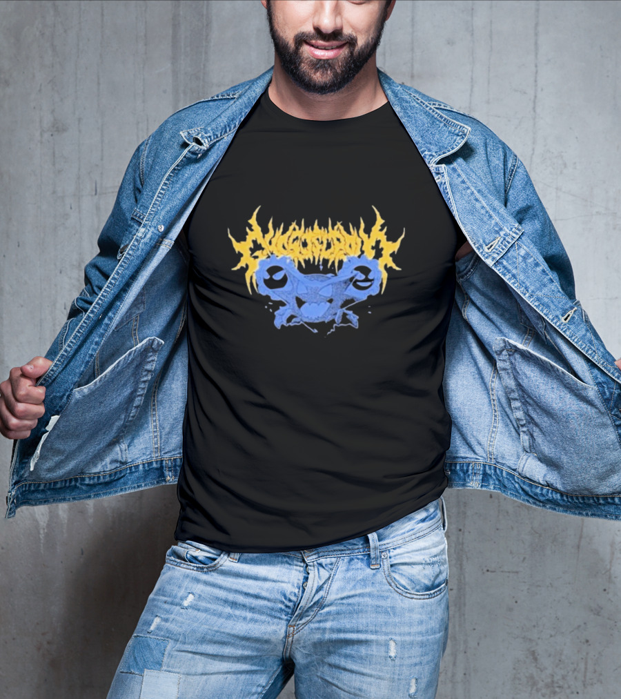 Ghost Supply Unknowns Text Striking Yellow Flames Blue Skull Graphic T-Shirt