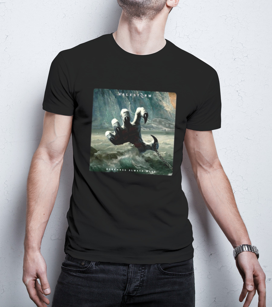 Halestorm Darkness Always Wins Album Cover Clawed Hand Emerging From Ocean T-Shirt