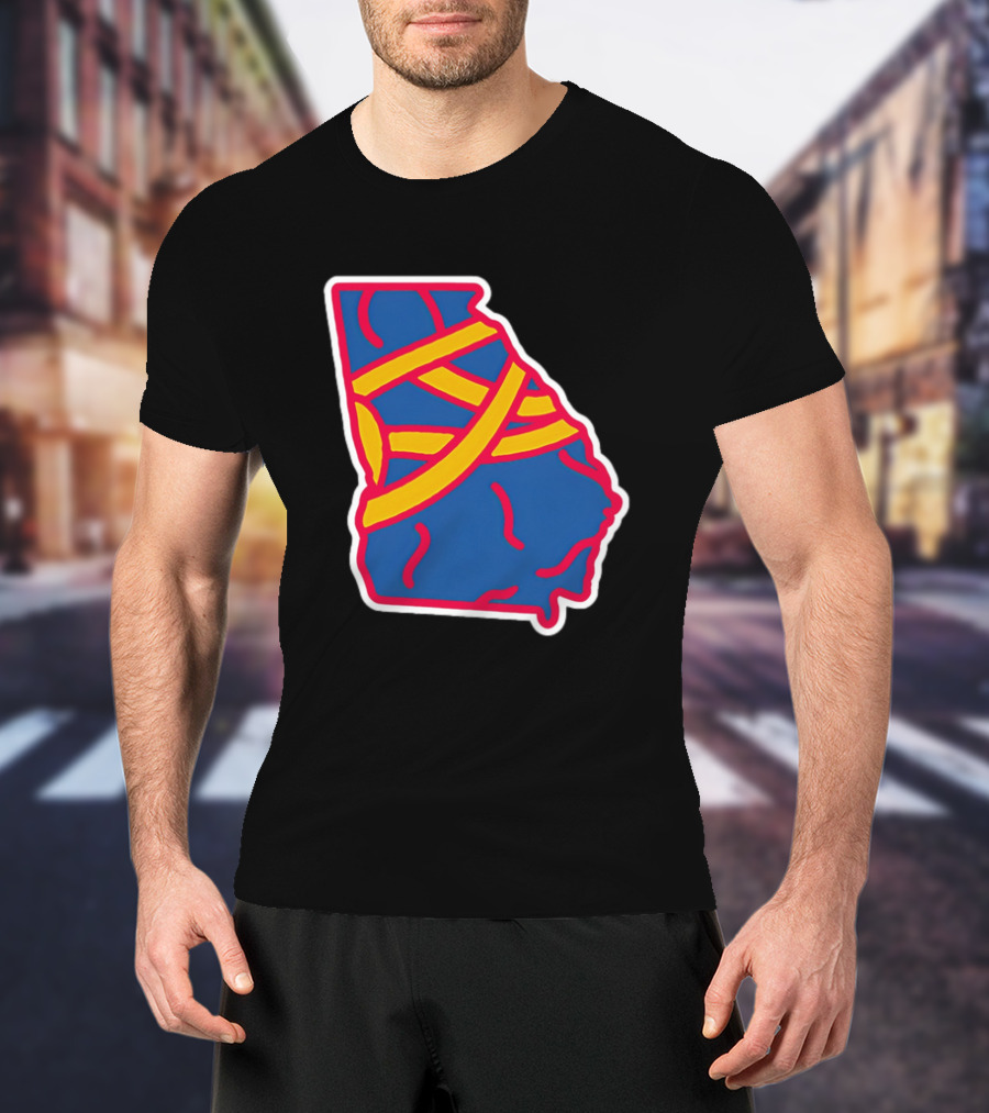 Friday Red State Stripe Atlanta Baseball Georgia Map T-Shirt