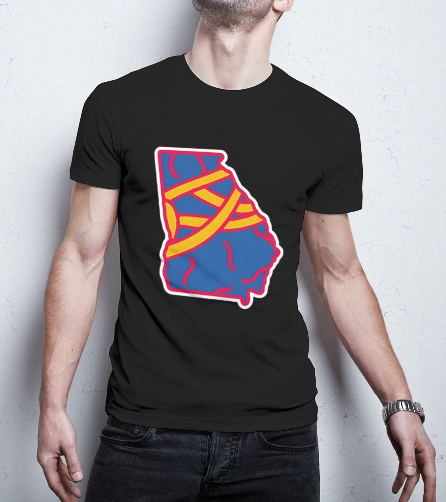 Friday Red State Stripe Atlanta Baseball Georgia Map T-Shirt