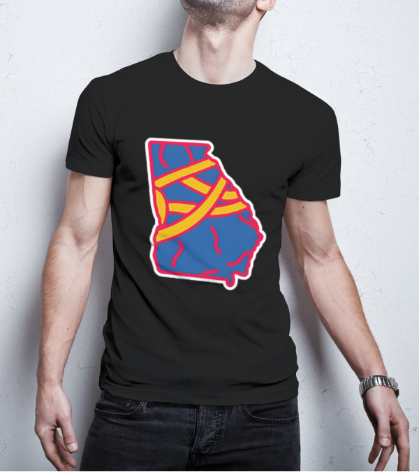 Friday Red State Stripe Atlanta Baseball Georgia Map T-Shirt