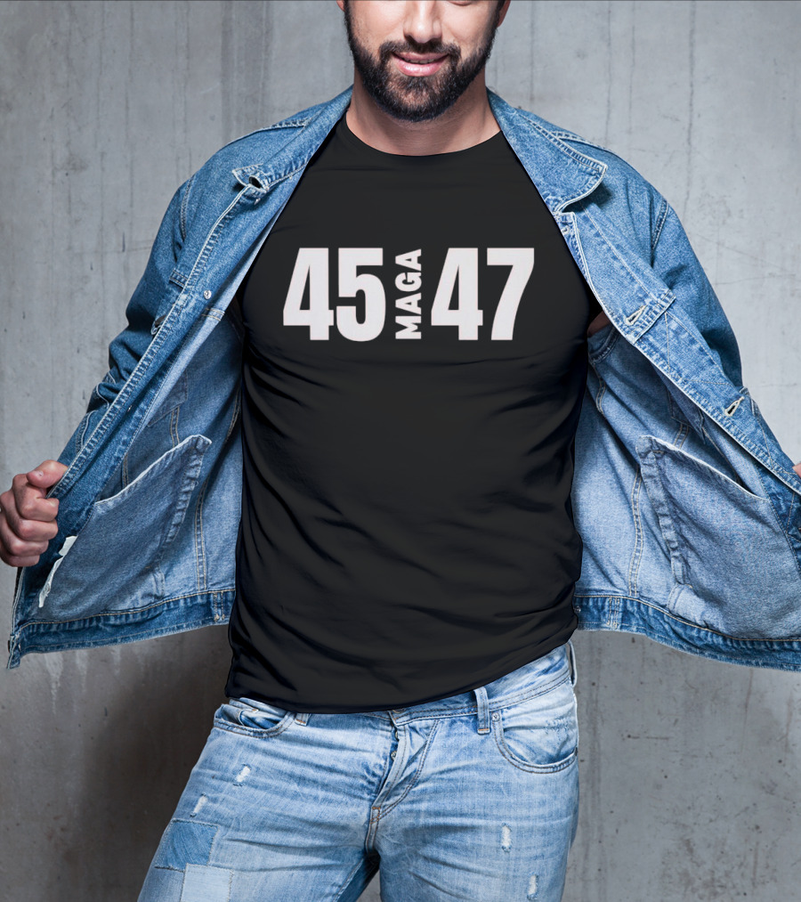 45 MAGA 47 White Bold Text Minimalist T-Shirt