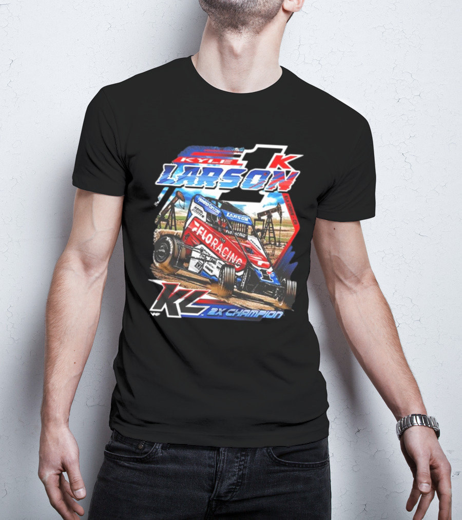 2025 Chili Bowl Pole Dash Kyle Larson FloRacing 2X Champion T-Shirt