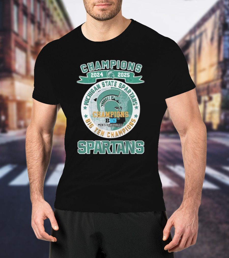 2024 2025 Michigan State Spartans Big Ten Champions Men's Basketball T-Shirt