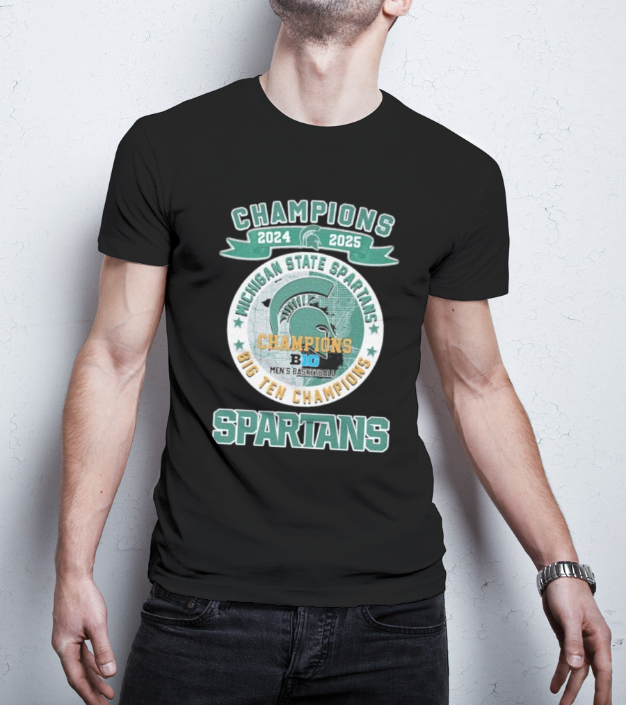 2024 2025 Michigan State Spartans Big Ten Champions Men's Basketball T-Shirt