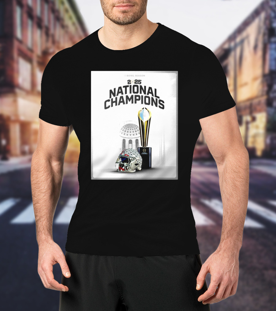 2025 Bowl Season National Champions Trophy Ohio State Buckeyes Helmet T-Shirt