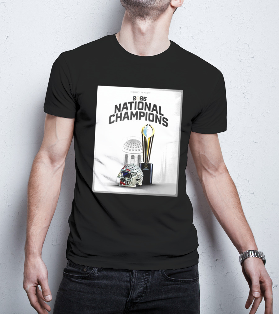 2025 Bowl Season National Champions Trophy Ohio State Buckeyes Helmet T-Shirt