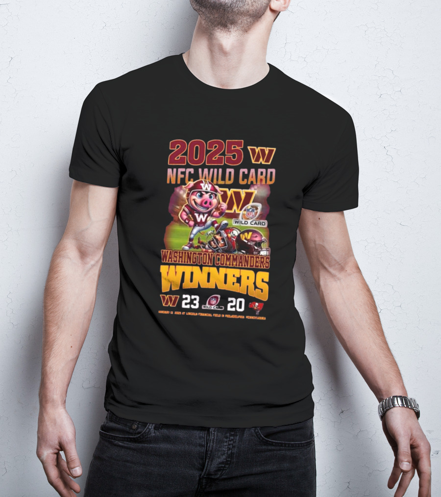 2025 NFC Wild Card Washington Commanders Winners Beat Tampa Bay 23-20 Mascot Football Victory T-Shirt