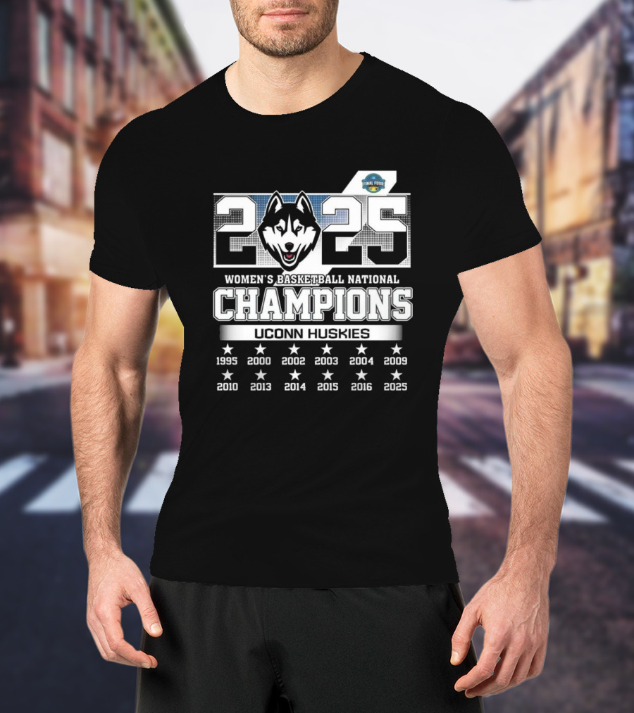 2025 UConn Huskies Women's Basketball National Champions 1995-2025 T-Shirt