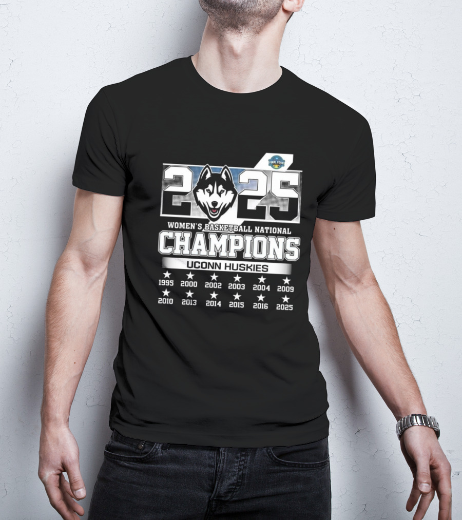 2025 UConn Huskies Women's Basketball National Champions 1995-2025 T-Shirt