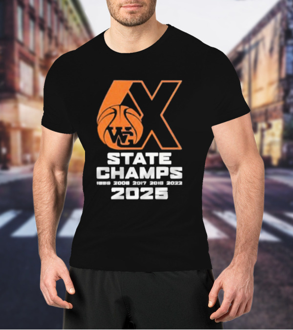 6X WG State Champs 2025 With Basketball Graphic T-Shirt